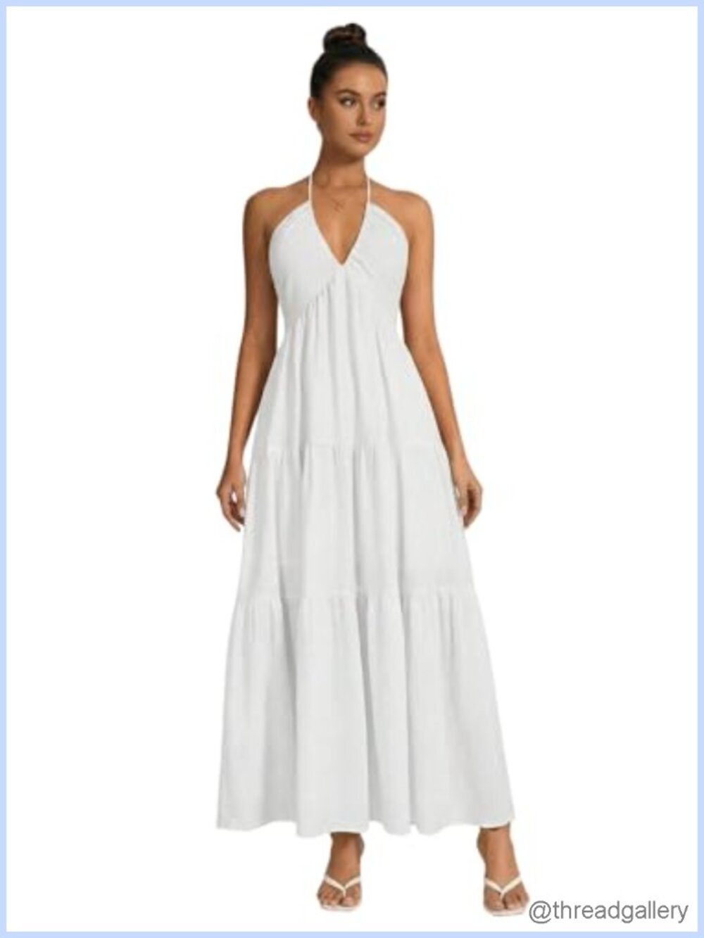 OYOANGLE Women's Summer Beach Halter Sundress Formal Wedding Guest Dress